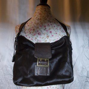 NWOT Banana Republic Cow Hide fur and Leather Brown Bag